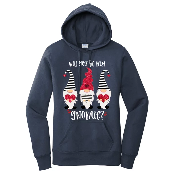 Will You Be My Gnomie Valentines Day Gnomes Great Gift Women's Pullover Hoodie