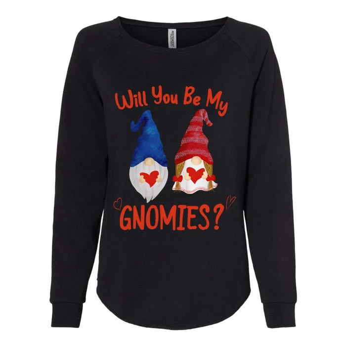 Will You Be My Gnomies Pink And Red Valentines Day Gift Womens California Wash Sweatshirt