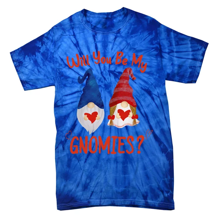 Will You Be My Gnomies Pink And Red Valentines Day Gift Tie-Dye T-Shirt