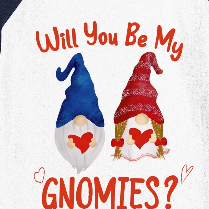 Will You Be My Gnomies Pink And Red Valentines Day Gift Baseball Sleeve Shirt