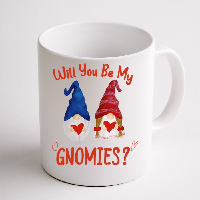 Will You Be My Gnomies Pink And Red Valentines Day Gift Front & Back Coffee Mug