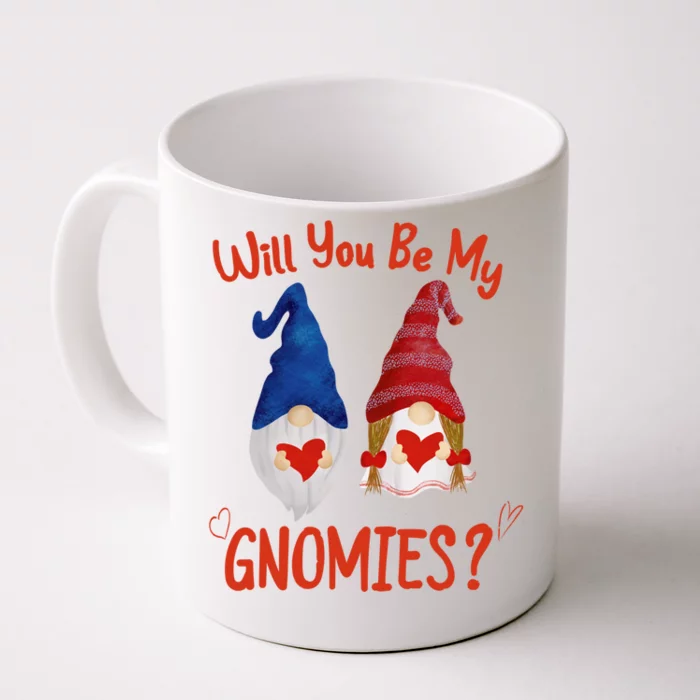 Will You Be My Gnomies Pink And Red Valentines Day Gift Front & Back Coffee Mug