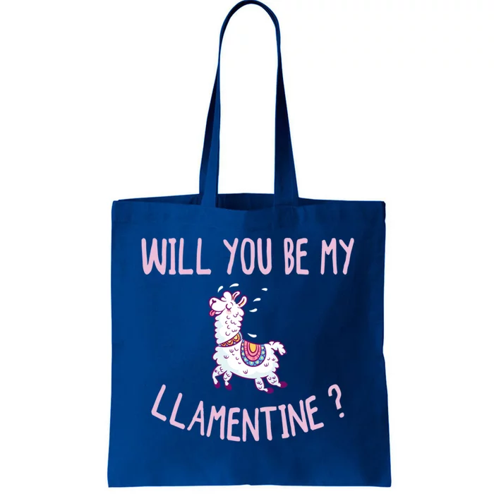 Will You Be My Llatine Gift Funny Valentines Day Gift Tote Bag