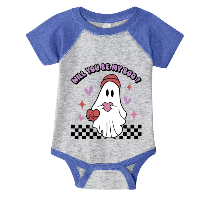 Will You Be My Boo? Ghost Holding Heart Valentine’S Day Infant Baby Jersey Bodysuit