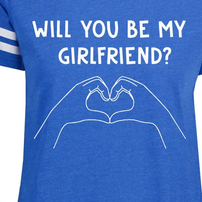 Will You Be My Girlfriend I Love I Relationship I Valentine Enza Ladies Jersey Football T-Shirt