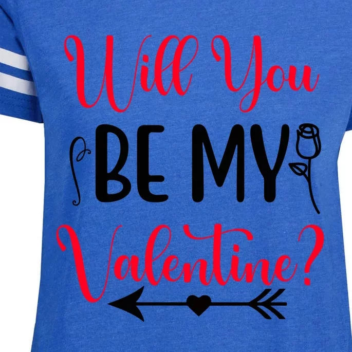 Will You Be My Valentine, Romantic, Couple, Valentine Cute Enza Ladies Jersey Football T-Shirt