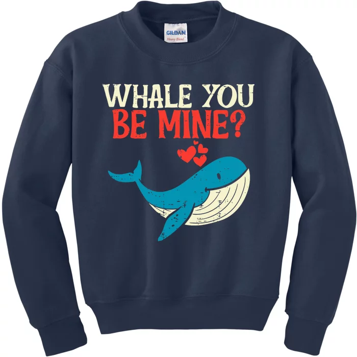 Whale You Be Mine Funny Orca Valentines Day Pun Kids Sweatshirt