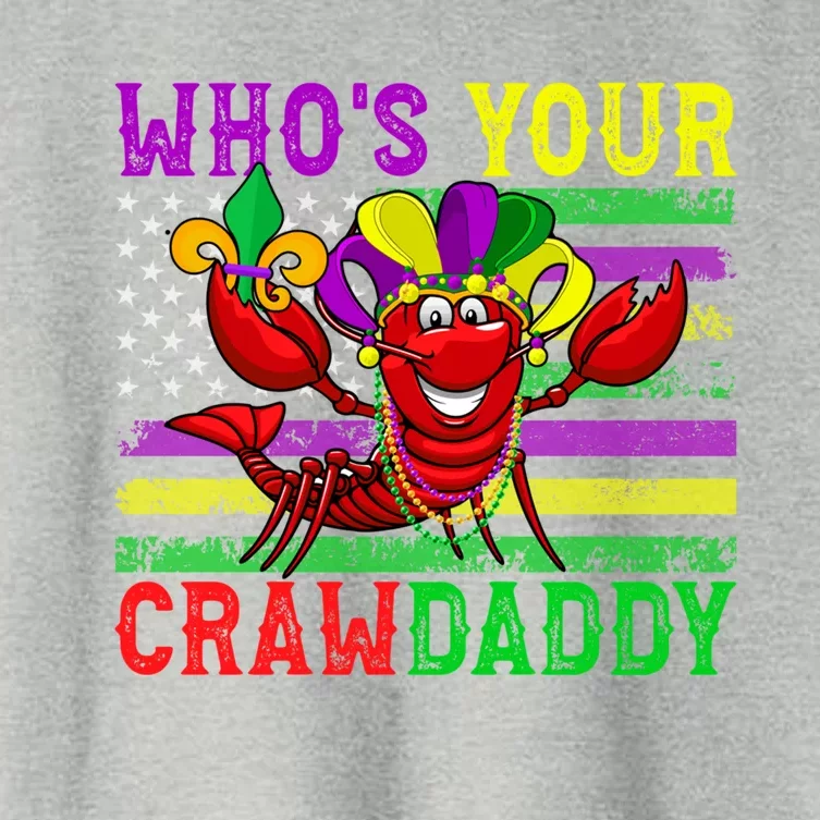 Whos Your Crawdaddy Crawfish American Flag Funny Mardi Gras Gift Women's Crop Top Tee