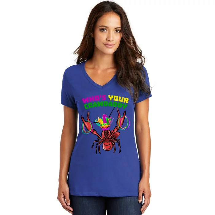 Whos Your Crawdaddy Crawfish Funny Mardi Gras Gift Women's V-Neck T-Shirt