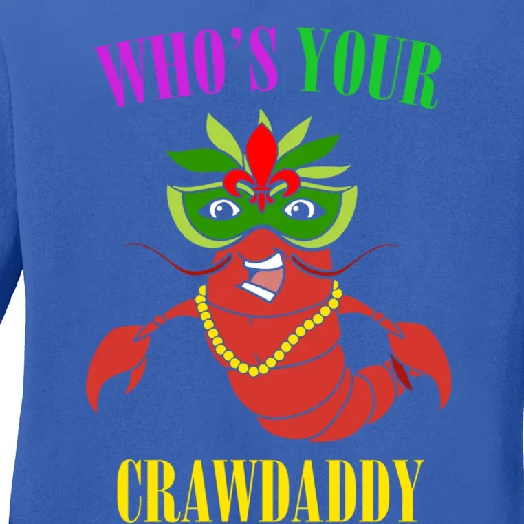 Whos Your Crawdaddy Crawfish Jester Beads Funny Mardi Gras Gift Ladies Long Sleeve Shirt