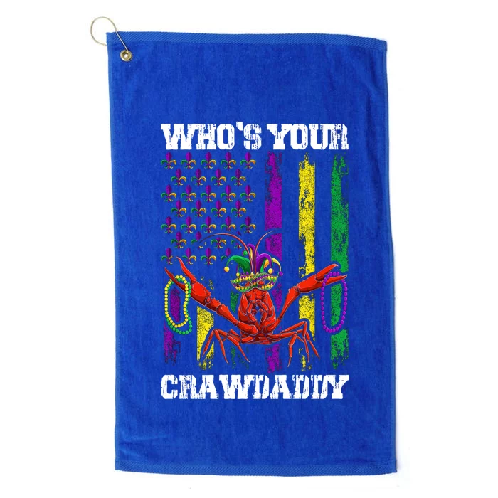 Who Your Crawdaddy Funny Crawfish Beads Mardi Gras Us Flag Gift Platinum Collection Golf Towel