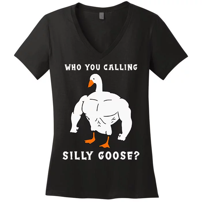 Who You Calling Silly Goose Funny Gym Meme Women's V-Neck T-Shirt