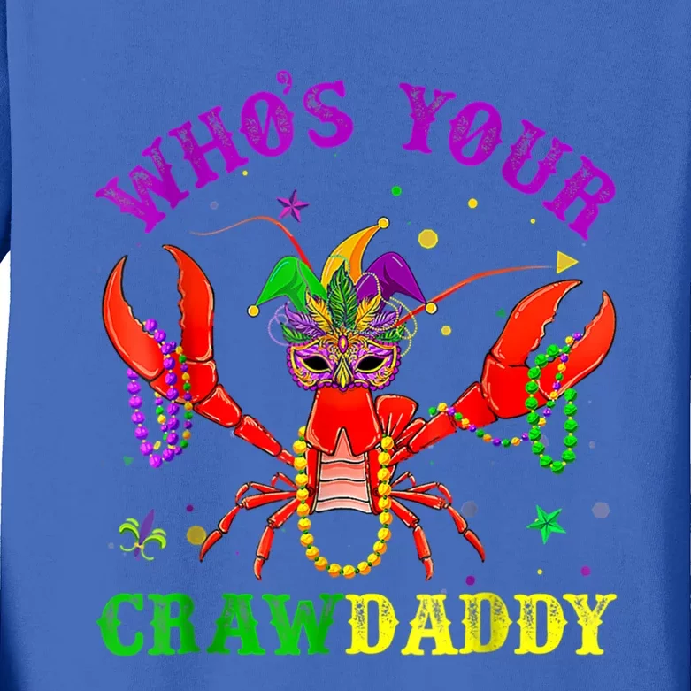 Whos Your Crawdaddy Crawfish Jester Beads Mardi Gras Funny Gift Kids Long Sleeve Shirt