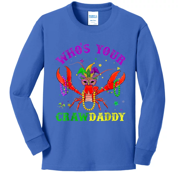 Whos Your Crawdaddy Crawfish Jester Beads Mardi Gras Funny Gift Kids Long Sleeve Shirt