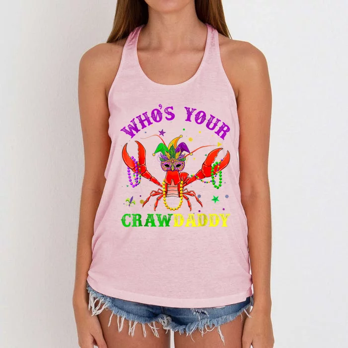 Whos Your Crawdaddy Crawfish Jester Beads Mardi Gras Funny Gift Women's Knotted Racerback Tank