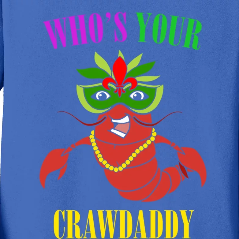 Whos Your Crawdaddy Crawfish Jester Beads Funny Mardi Gras Meaningful Gift Kids Long Sleeve Shirt