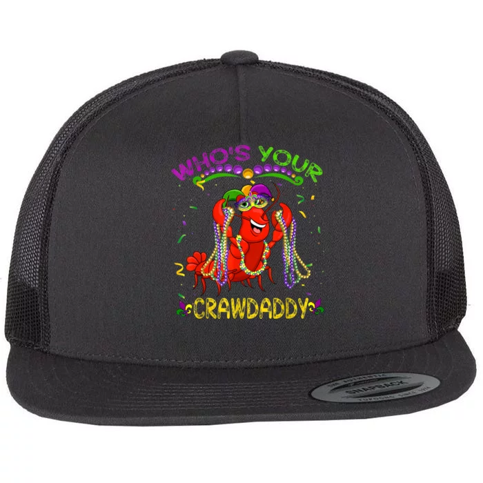 Whos Your Crawdaddy Crawfish Jester Beads Funny Mardi Gras Flat Bill Trucker Hat