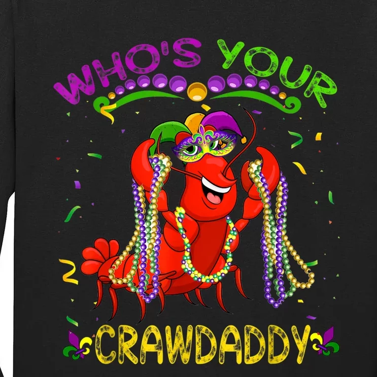 Whos Your Crawdaddy Crawfish Jester Beads Funny Mardi Gras Tall Long Sleeve T-Shirt