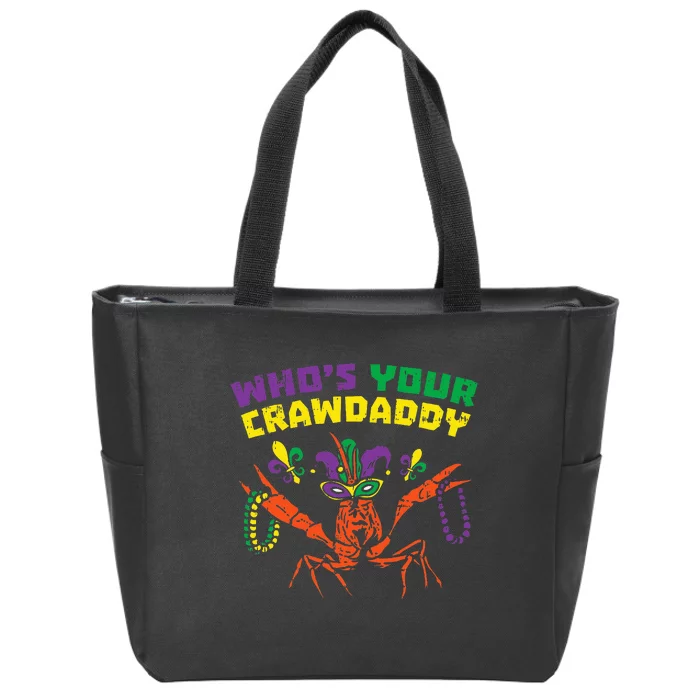 Whos Your Crawdaddy Crawfish Jester Beads Funny Mardi Gras Zip Tote Bag