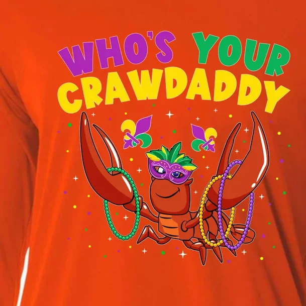 Who's Your Crawdaddy Crawfish Jester Beads Funny Mardi Gras Gift Cooling Performance Long Sleeve Crew