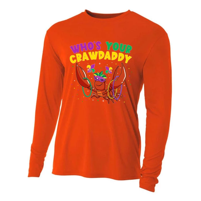 Who's Your Crawdaddy Crawfish Jester Beads Funny Mardi Gras Gift Cooling Performance Long Sleeve Crew