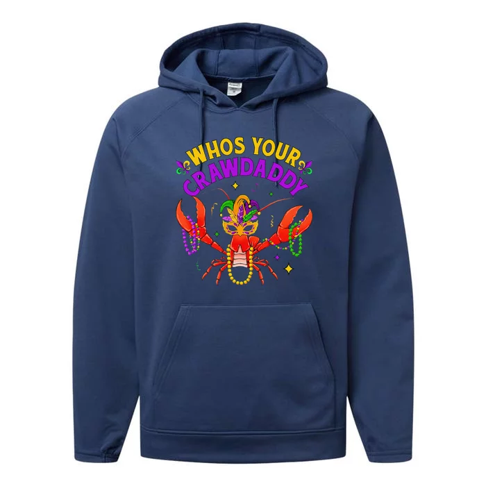 Whos Your Crawdaddy Crawfish Jester Beads Funny Mardi Gras Performance Fleece Hoodie