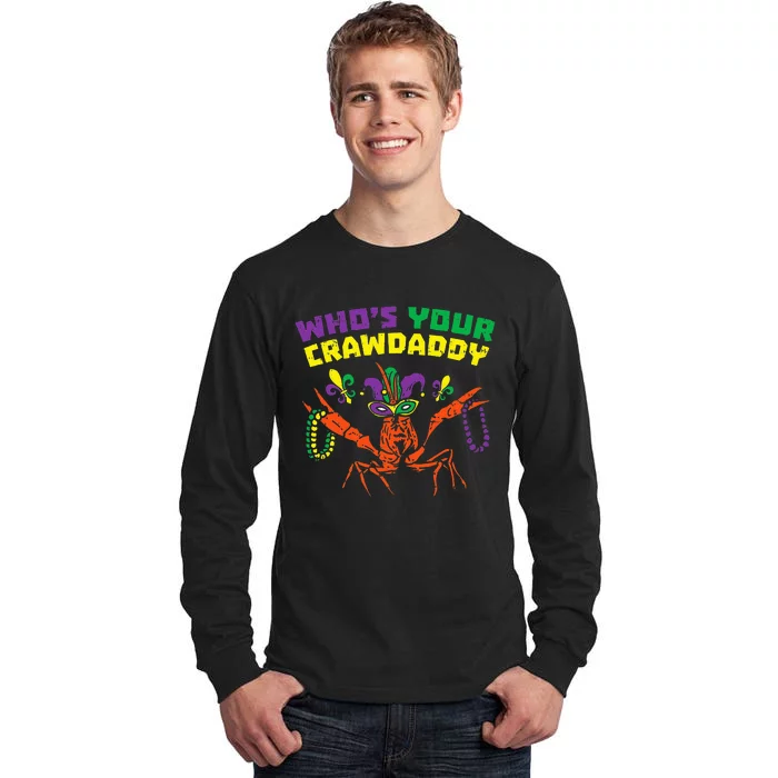 Whos Your Crawdaddy Crawfish Jester Beads Mardi Gras Tall Long Sleeve T-Shirt