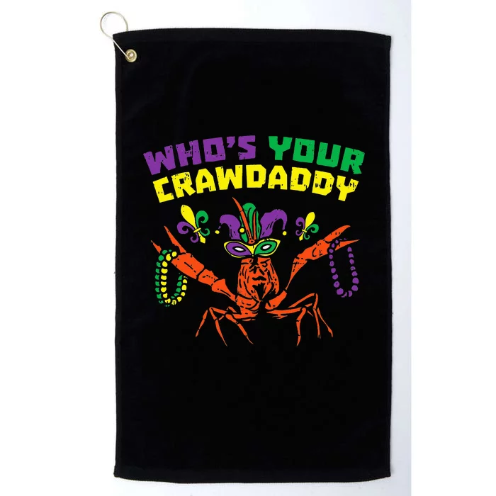 Whos Your Crawdaddy Crawfish Jester Beads Mardi Gras Platinum Collection Golf Towel