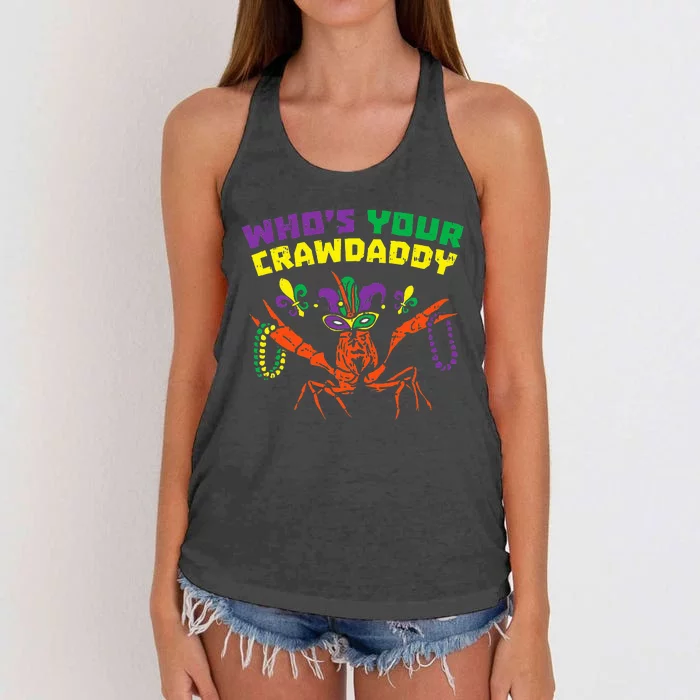 Whos Your Crawdaddy Crawfish Jester Beads Mardi Gras Women's Knotted Racerback Tank