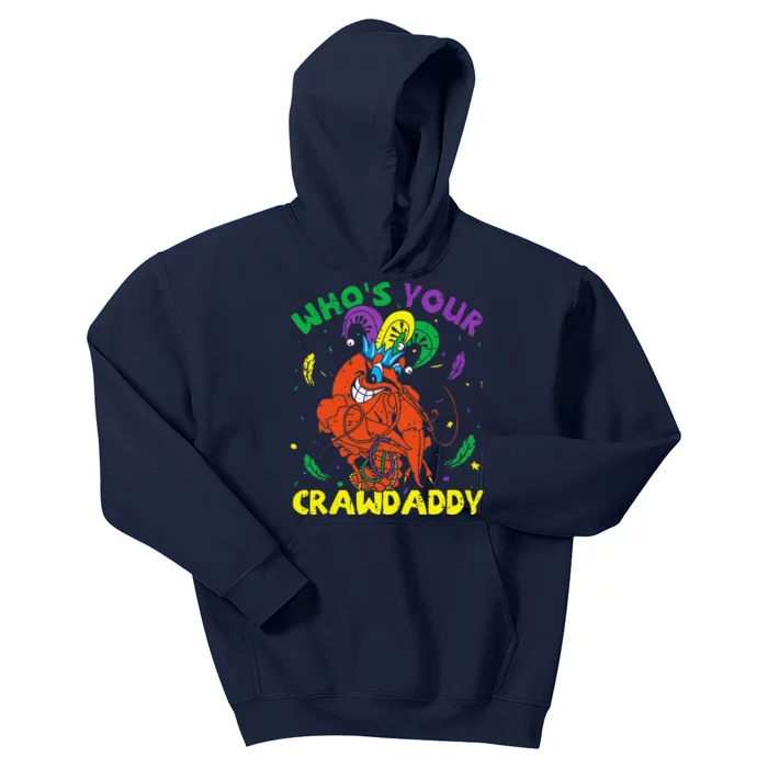 Whos Your Crawdaddy Mardi Gras Crawfish Jester Beads Funny Kids Hoodie