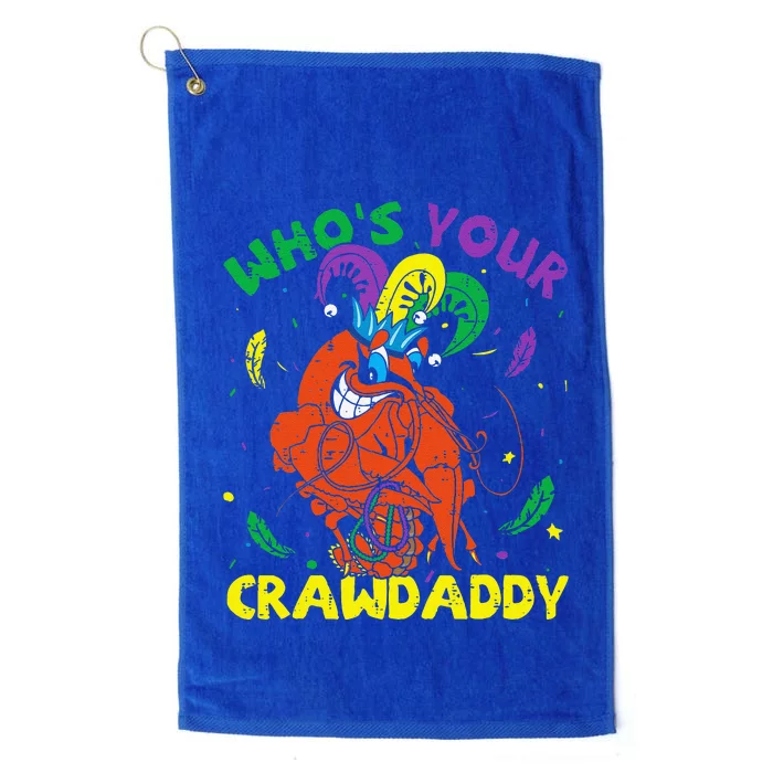 Whos Your Crawdaddy Mardi Gras Crawfish Jester Beads Funny Platinum Collection Golf Towel