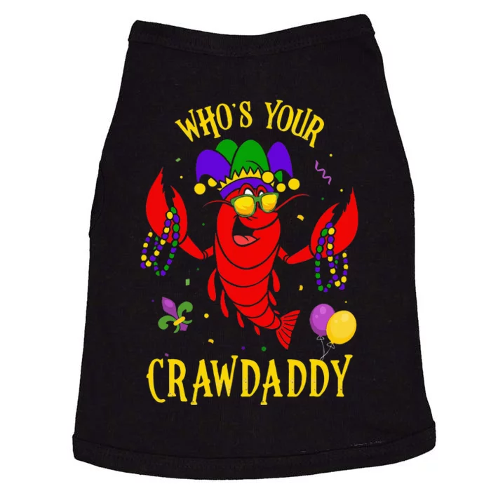 Whos Your Crawdaddy Crawfish Jester Beads Funny Mardi Gras Doggie Tank