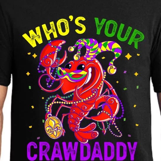 Whos Your Crawdaddy Crawfish Jester Beads Funny Mardi Gras Gift Pajama Set