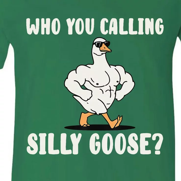 Who You Calling Silly Goose Funny Gym Meme V-Neck T-Shirt