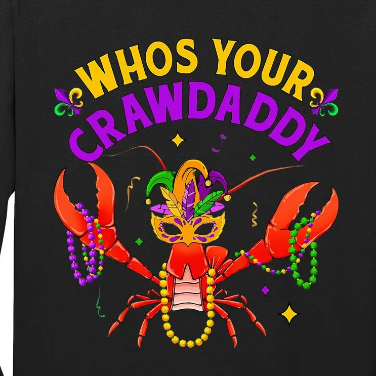 Whos Your Crawdaddy Crawfish Jester Beads Funny Mardi Gras Tall Long Sleeve T-Shirt