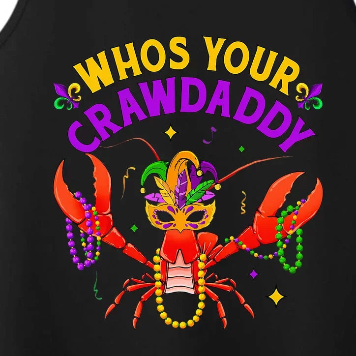 Whos Your Crawdaddy Crawfish Jester Beads Funny Mardi Gras Performance Tank