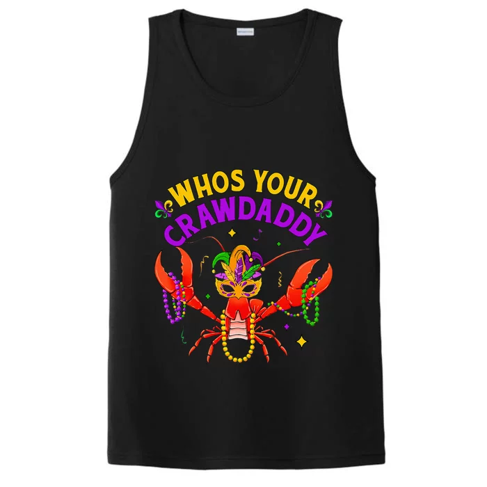 Whos Your Crawdaddy Crawfish Jester Beads Funny Mardi Gras Performance Tank