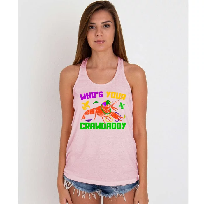 Whos Your Crawdaddy Mardi Gras Crawfish Carnival Parade Gift Women's Knotted Racerback Tank