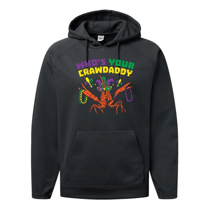 Whos Your Crawdaddy Crawfish Jester Beads Funny Mardi Gras Performance Fleece Hoodie