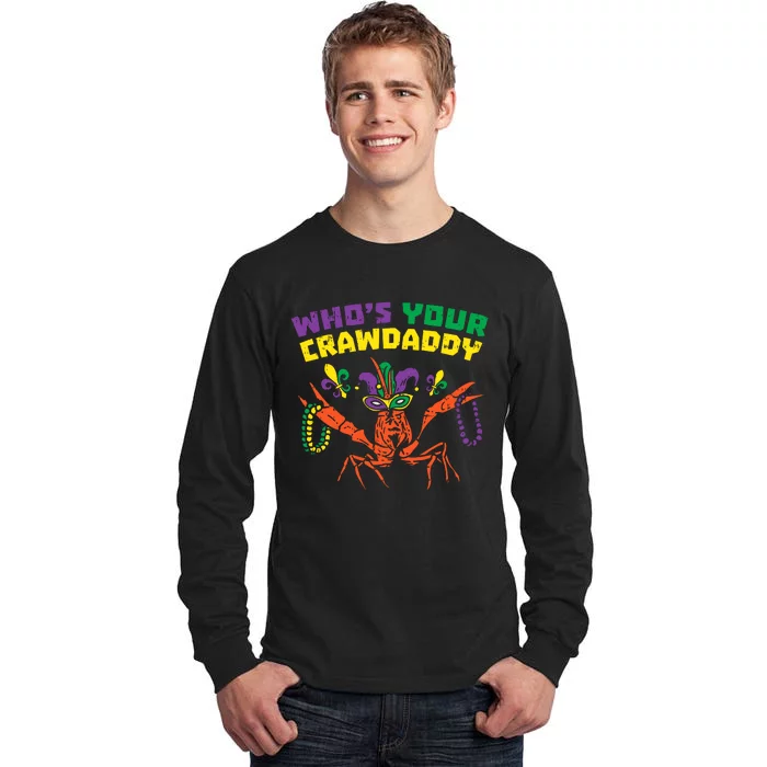 Whos Your Crawdaddy Crawfish Jester Beads Funny Mardi Gras Tall Long Sleeve T-Shirt