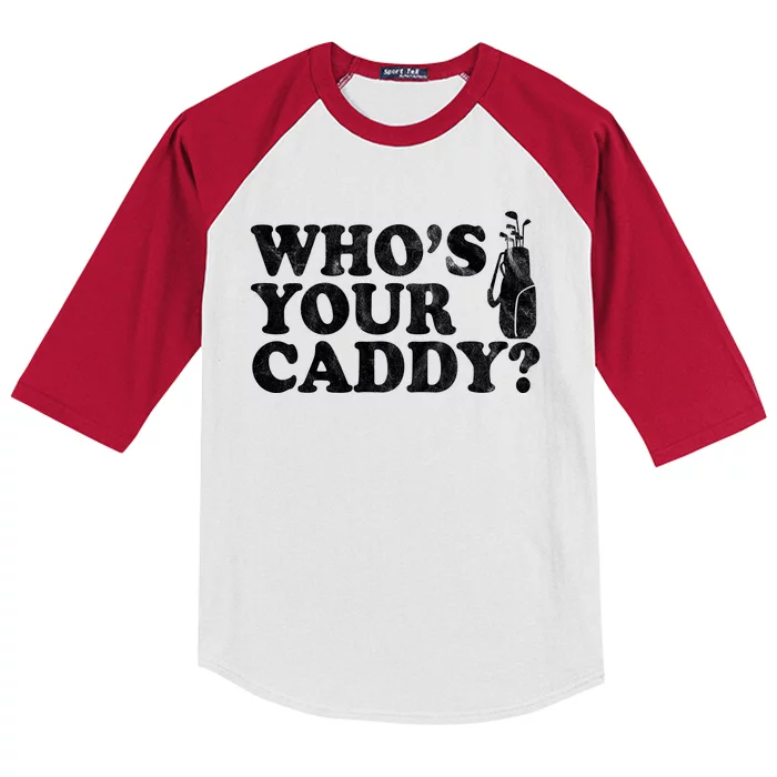 Whos Your Caddy Funny Golf Kids Colorblock Raglan Jersey