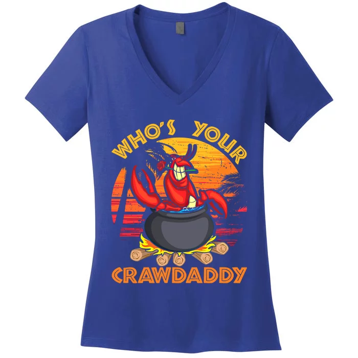 Who's Your Crawdaddy Cajun Crawfish Lobster Foodie Dad Gift Women's V-Neck T-Shirt