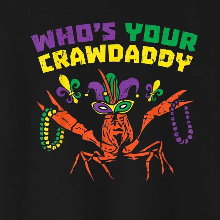 Whos Your Crawdaddy Crawfish Jester Beads Funny Mardi Gras Women's Crop Top Tee