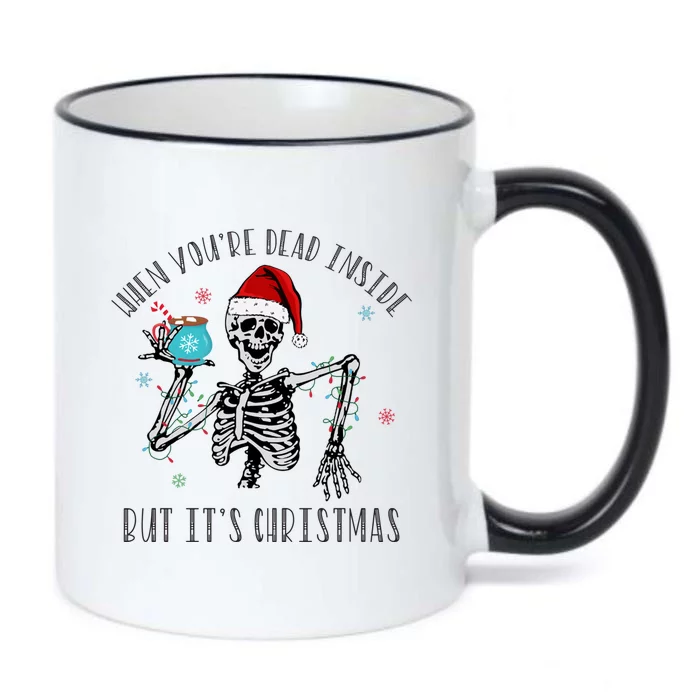 When YouRe Dead Inside But ItS Christmas Santa Skeleton Gift Black Color Changing Mug