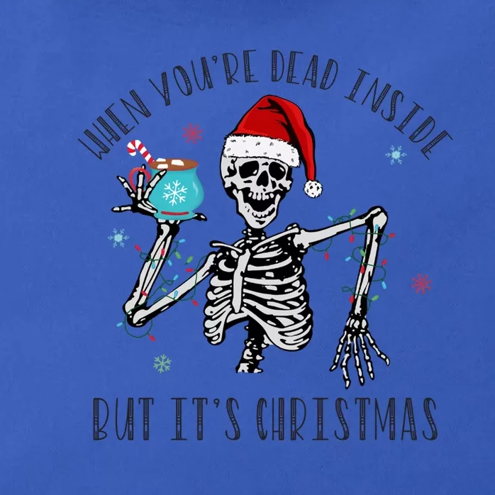 When YouRe Dead Inside But ItS Christmas Santa Skeleton Gift Zip Tote Bag