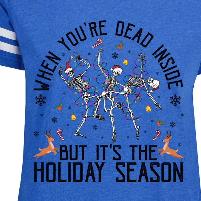 When YouRe Dead Inside But ItS Christmas Skeleton Funny Gift Enza Ladies Jersey Football T-Shirt