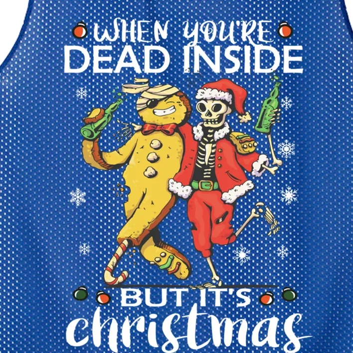 When YouRe Dead Inside But ItS Christmas Skeleton Gift Mesh Reversible Basketball Jersey Tank