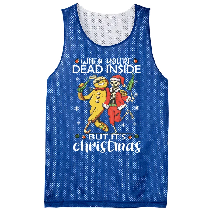 When YouRe Dead Inside But ItS Christmas Skeleton Gift Mesh Reversible Basketball Jersey Tank