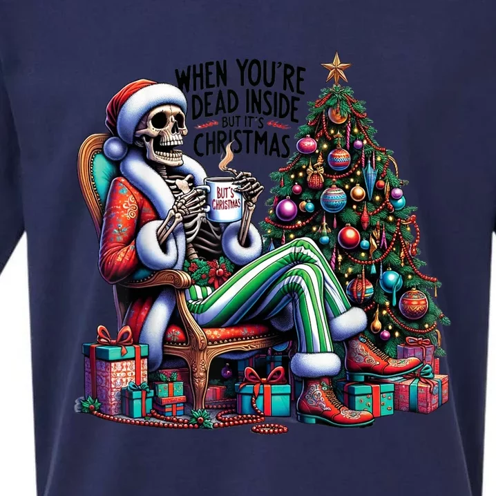 When YouRe Dead Inside But ItS Christmas Costume Skeleton Sueded Cloud Jersey T-Shirt