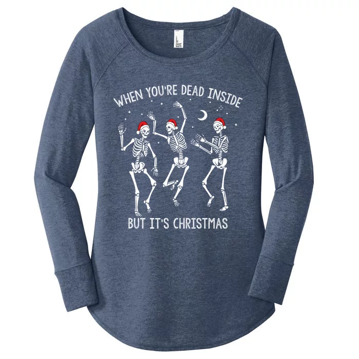 When YouRe Dead Inside But ItS Christmas Dancing Skeletons Gift Women's Perfect Tri Tunic Long Sleeve Shirt